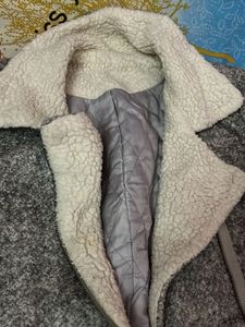 Cozy Grey Jacket Coat with Faux Fur Collar