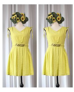 Chic Lime Dress with Belt Detail