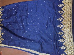 Elegant Blue Embroidered Saree