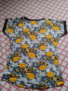 Cute Yellow Floral Print Top