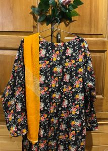 beautiful black n yellow floral suit