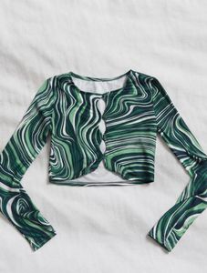 Swirl Print Cropped Cardigan