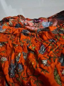 Orange Floral Print Maxi Dress