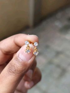 Sparkling Dual Stone Drop Earrings (Ball Back Stud