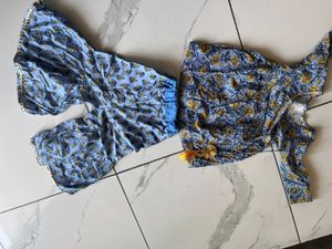 Blue Floral Kurta with sharara set