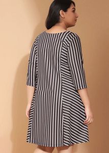 Chic Striped Casual Dress plus size