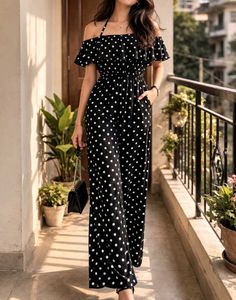 Chic Polka Dot Off-Shoulder Jumpsuit