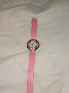 Pink Leather Strap Watch