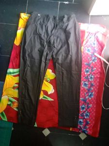 Pink Printed Kurta with Black Pants