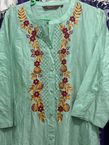 Beautiful Mint Green Kurta Set with Red Dupatta