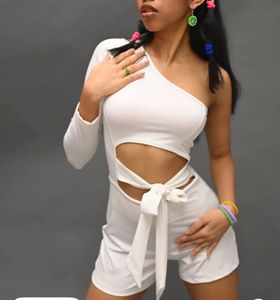 Chic White One-Shoulder Cut-Out Romper