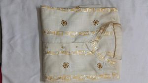 MEN KURTHA 46 CMS CREAM FLORAL WITH BEAUTIFUL EMBROIDERY WORK NEW ONE WITHOUT TAG TOP CONDITION