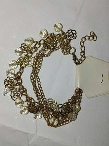 Gold Tone Charm Bracelet with Crystals
