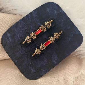 Elegant Zardosi croc Hair Clips Set