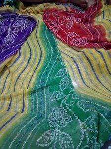 Beautiful Multi-Color Leheriya &amp; Bandhani Saree ✨