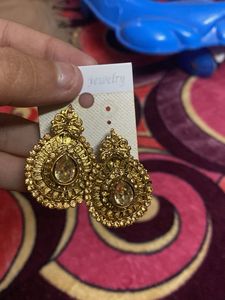 Elegant Gold Tone Jhumka Earrings