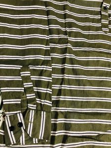 Olive Green Striped Kurta