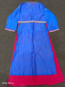 BIBA Royal Blue &amp; Magenta Embroidered Kurti