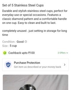 Set of 5 stainless steel cups
