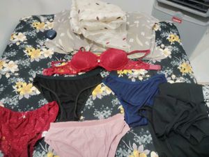 Lace Bra &amp; Panty Set and duppata with short dress