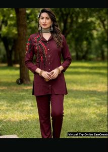 Burgundy Embellished Co-ord Set