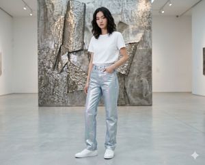 Zara Statement Silver Metallic Jeans -Turkey Denim