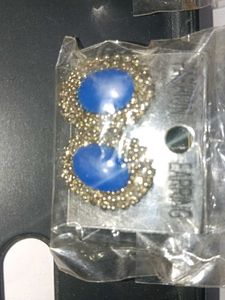 Fashion Earrings - Pink &amp; Blue Stones
