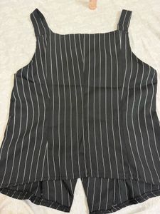 Chic Pinstripe Sleeveless Vest Top