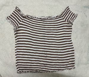 Off-Shoulder Striped Smocked Top