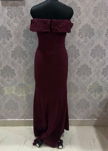 Burgundy Off-Shoulder Gown