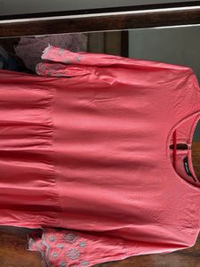 Zudio peach embroidered frock