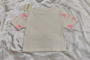 Cute Bow Print Crop Tee - XS/S