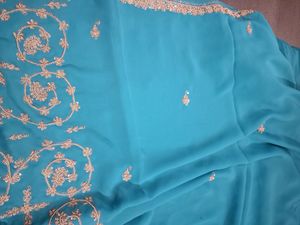 Zardozi Hand Work Saree With Blouse