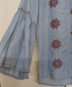 Embroidered Denim Top