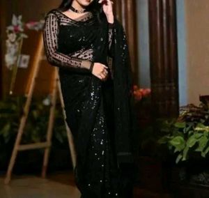Black Saree With Padded Blouse