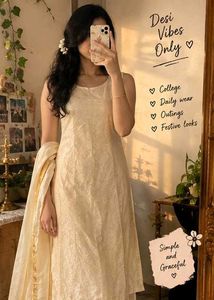 Elegant Beige Textured Sleeveless Kurta