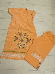 Orange Heavy Work Collar Top Bottom Set