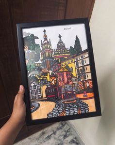 Framed Original Cityscape Drawing