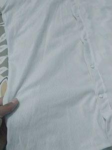 White Ribbed Button-Up shirt