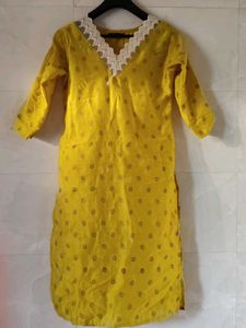 Yellow Embellished Kurta