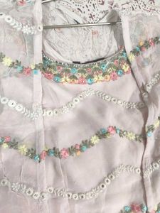 elegant 3 pc dress with beautiful thread wark