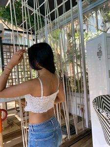 Cute white lace crop top