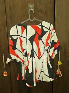 Abstract Print Peplum Top