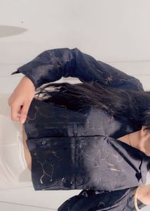 Sheer Black Floral Print Shirt