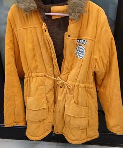 Women's Yellow Fur Lined Jacket - XL - New