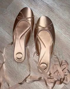 Lace Up Ballet Flats With Bow