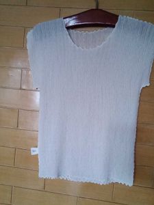 White Textured V-Neck Top