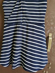 Navy &amp; White Striped Peplum Dress