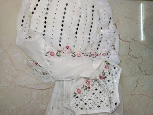 white Georgette lahenga choli with shrug 🤍