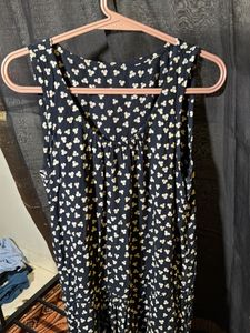 Navy &amp; White Heart Print Maxi Dress